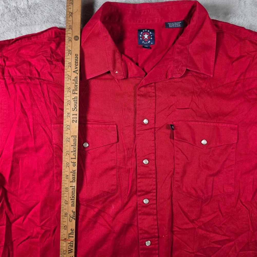 Panhandle Slim Western Shirt Mens XXL‎ Red Pearl Snap Vintage Cotton 3652177